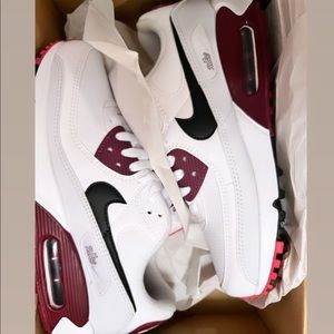 Women’s Air Max 90 - white, black - dark beetroot women’s size 9 mens size 7.5